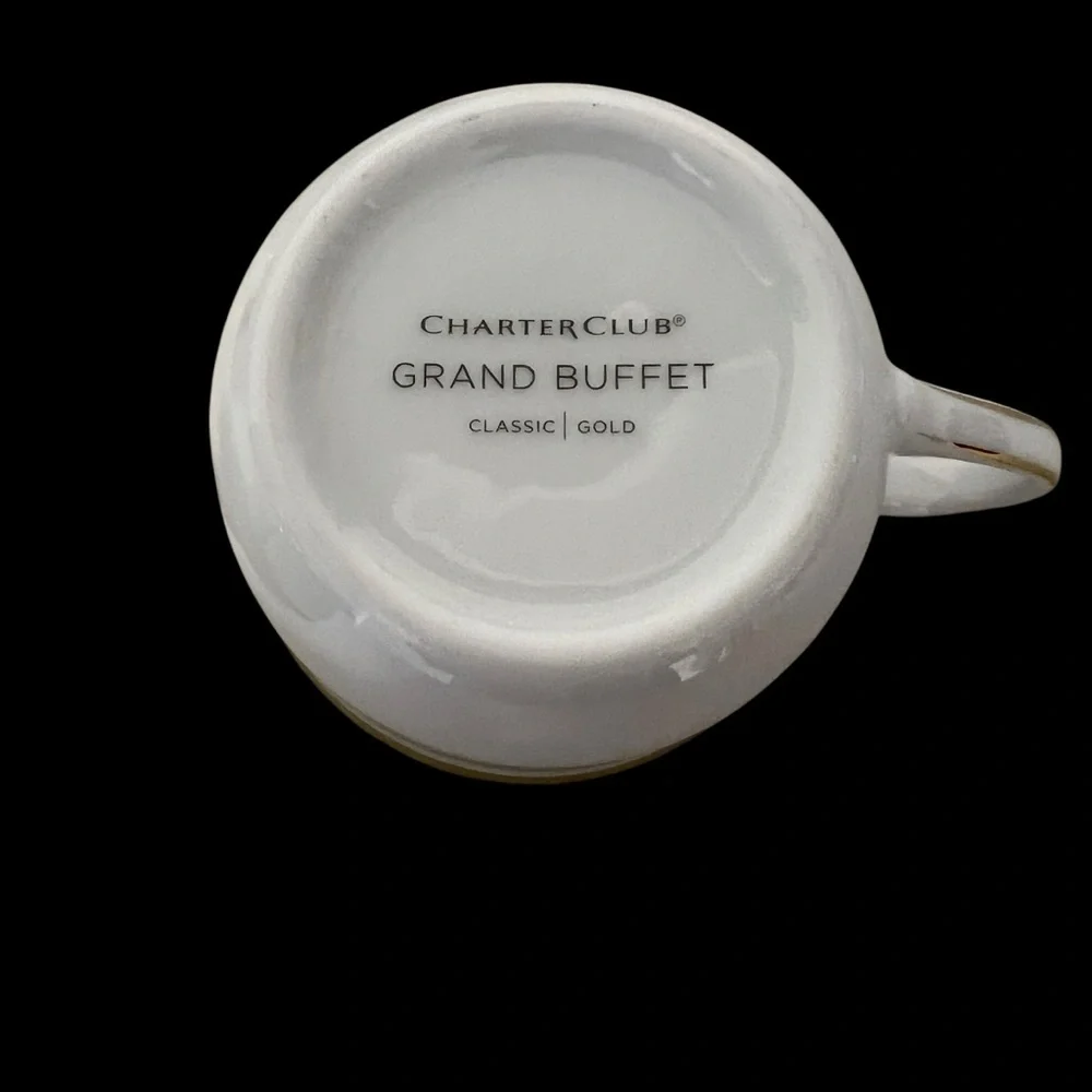 Charter Club Grand Buffet Classic Gold Rimmed Tea or Coffee Cup Set of 4